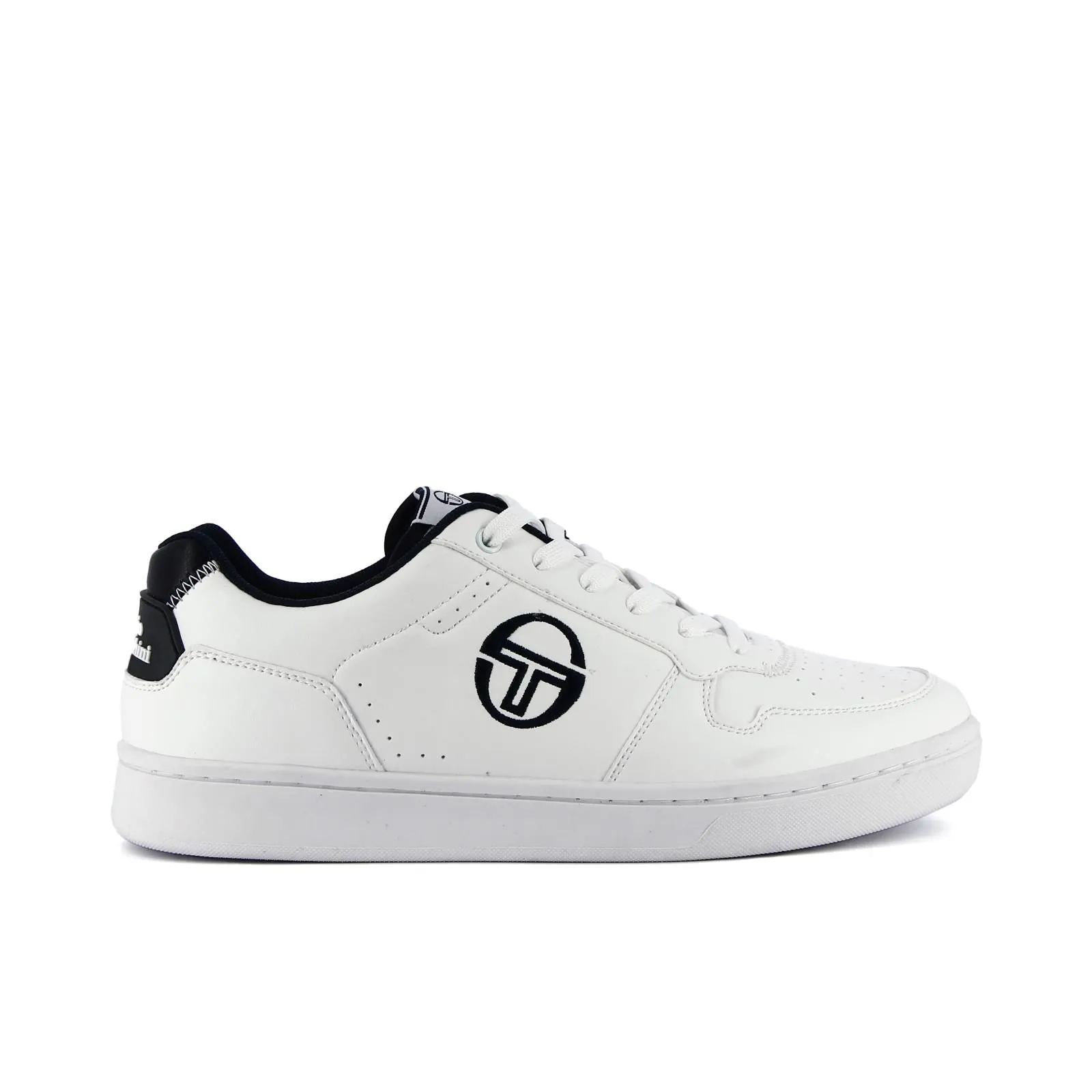 Sneakers uomo da tennis bianche con cuciture e logo