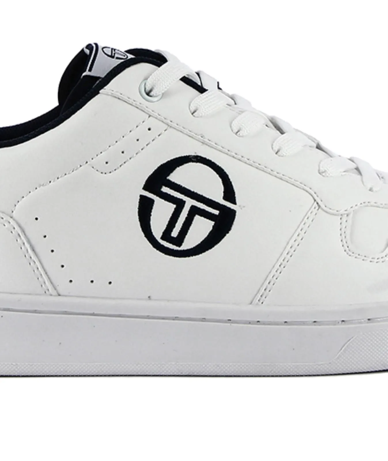 Sneakers uomo da tennis bianche con cuciture e logo