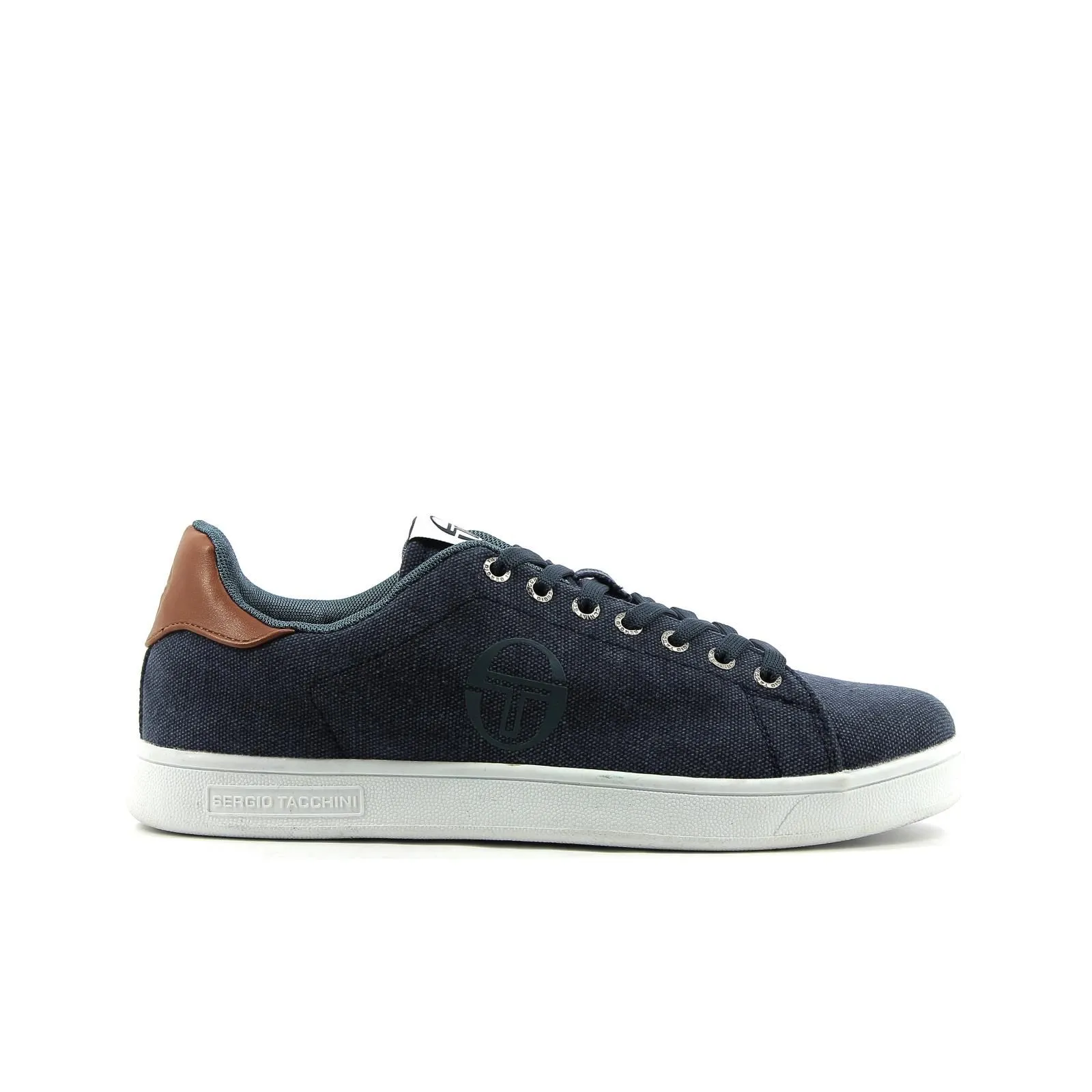 Sneakers uomo da tennis blu in tessuto con logo