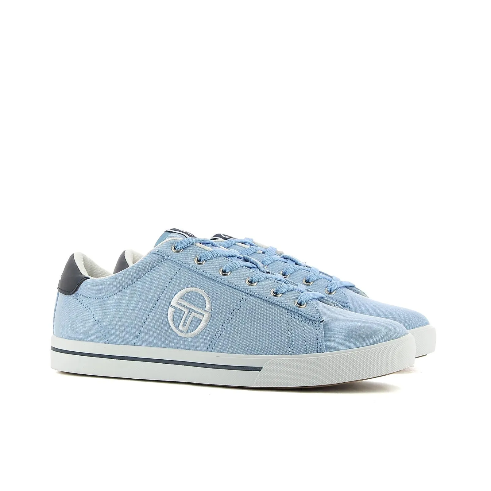 Sneakers uomo tennis azzurre in tessuto