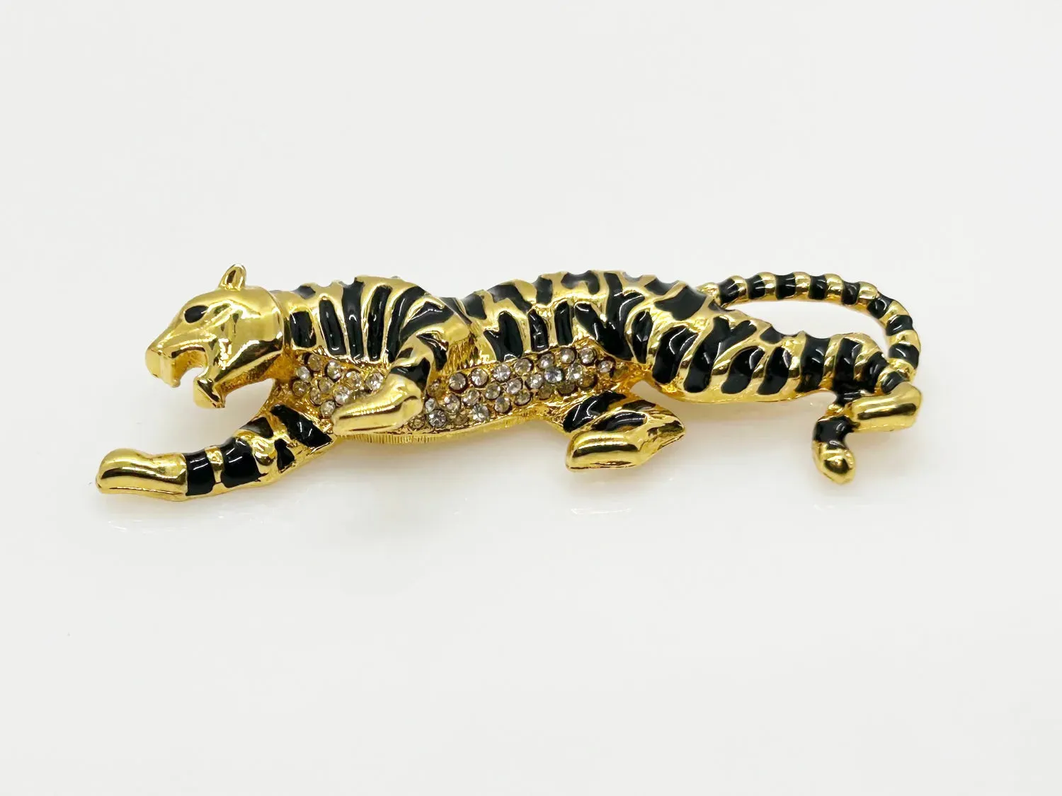 Sparkly Sleek Carolee Tiger Brooch