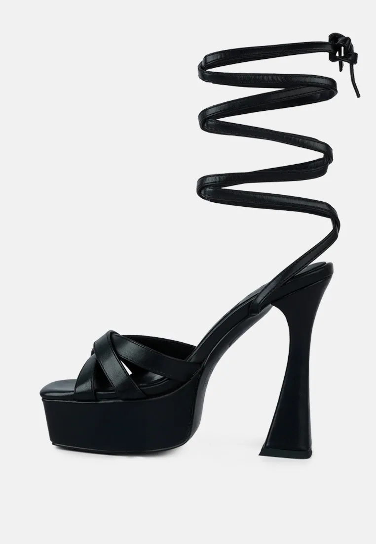 SPLITSOUL Black Lace Up High Platform Sandal