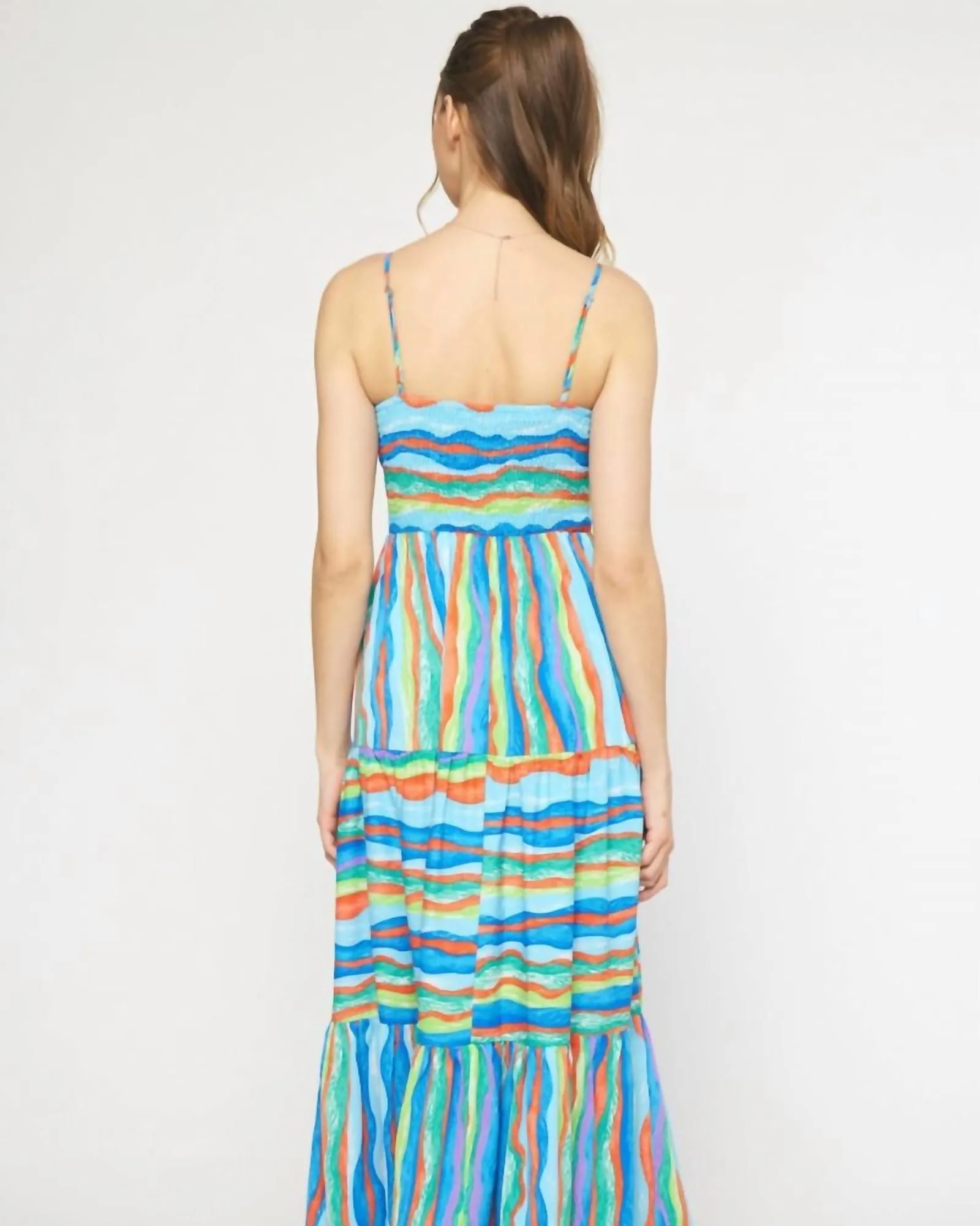 Stripe Maxi Dress in Blue/Green | Blue/Green