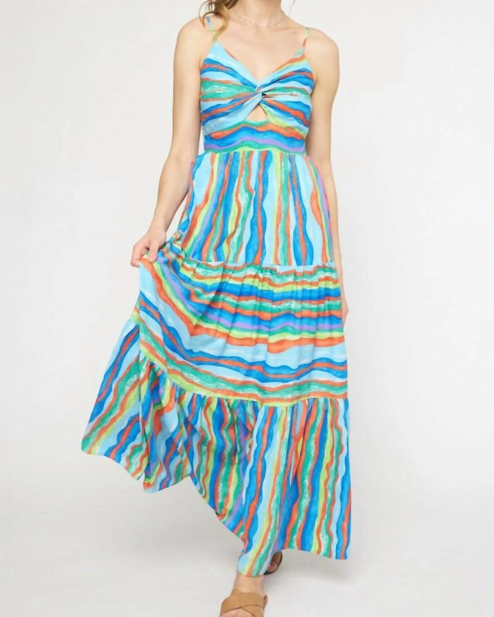 Stripe Maxi Dress in Blue/Green | Blue/Green