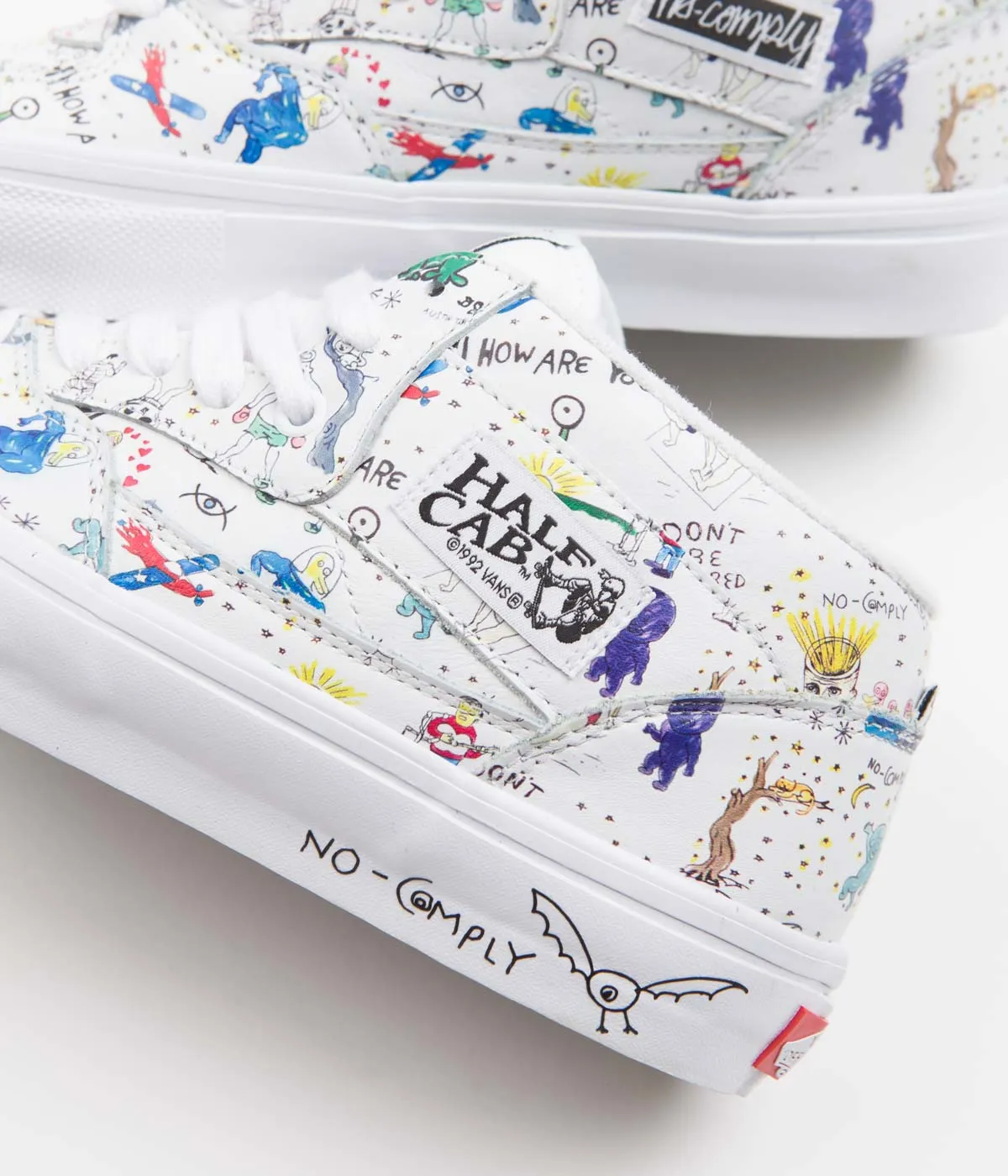 Vans Skate Half Cab Shoes - (No Comply x Daniel Johnston) White / Multi