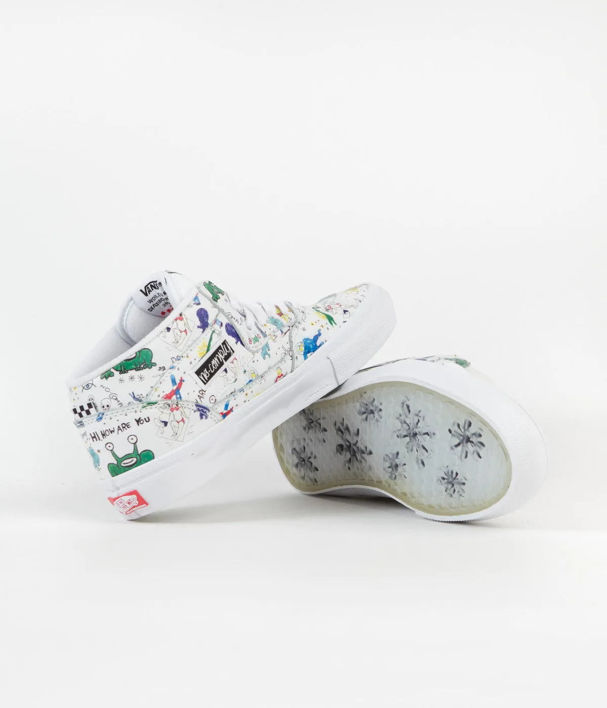 Vans Skate Half Cab Shoes - (No Comply x Daniel Johnston) White / Multi