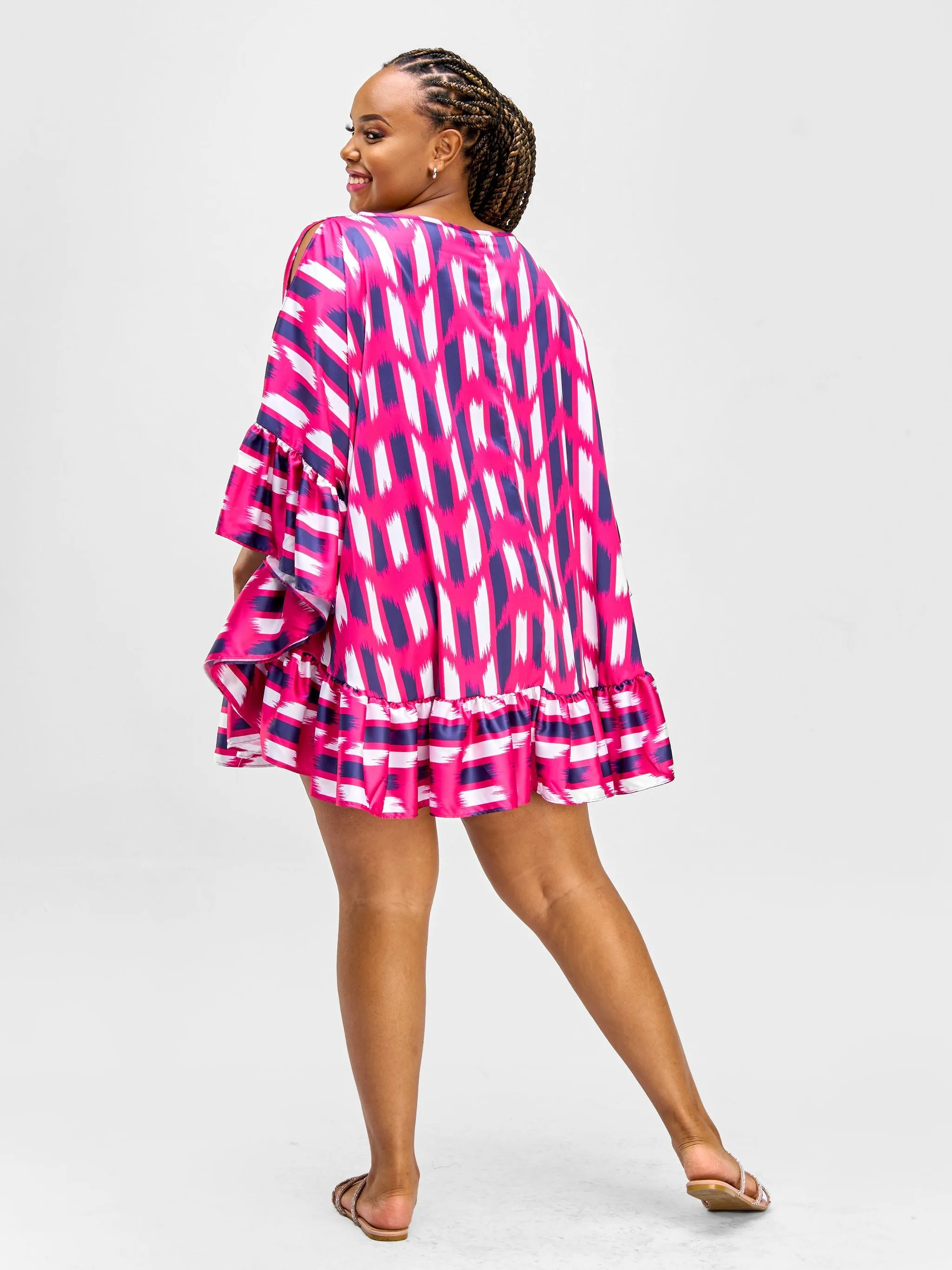 Vivo Nimali Satin Tunic Dress - Fuschia