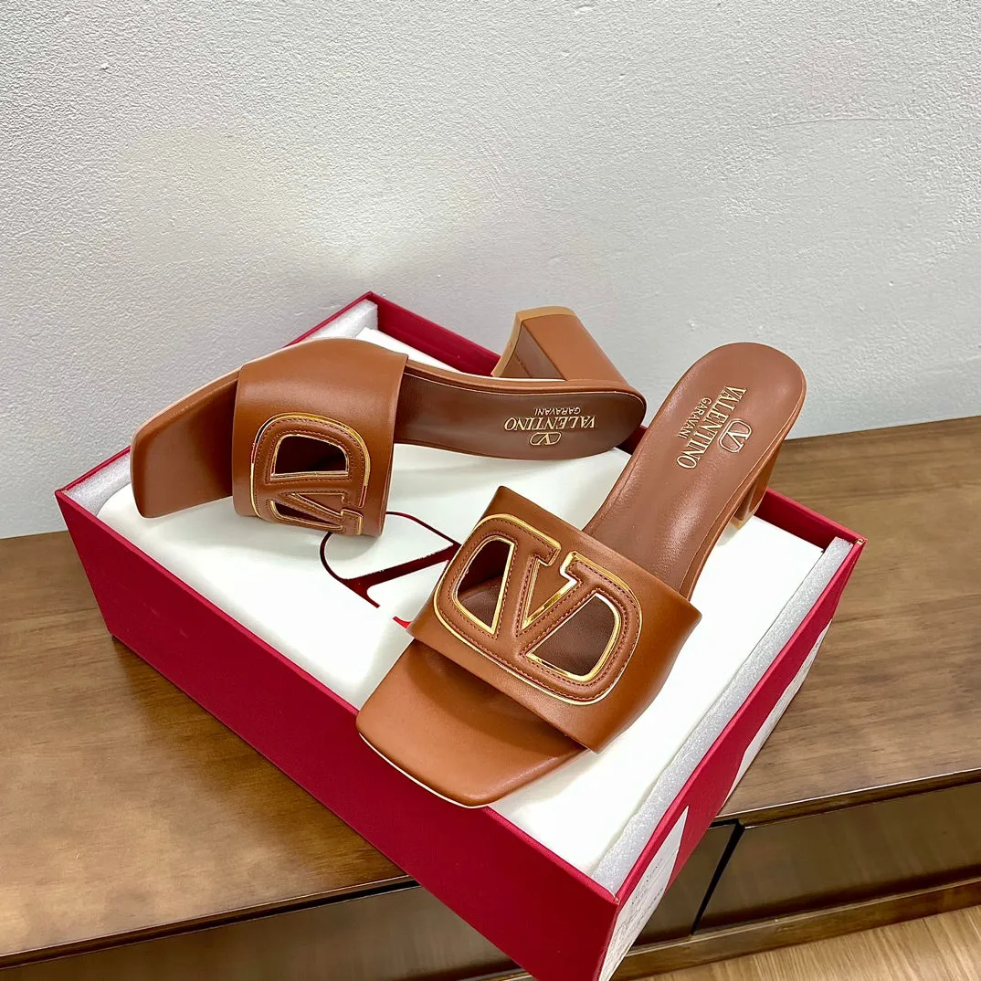 Vlogo Cut-Out 60 Sandal Tan Calfskin