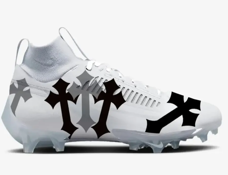 White Chrome Hearts Football Cleats