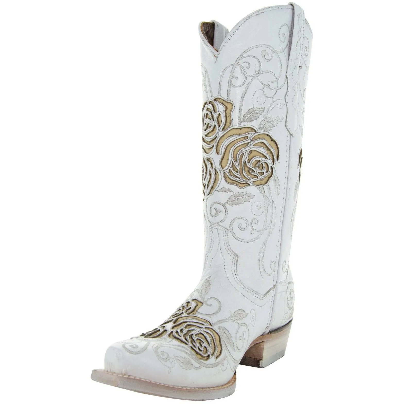 White Rose Inlayed Women's Cowgirl Boots (M50032)