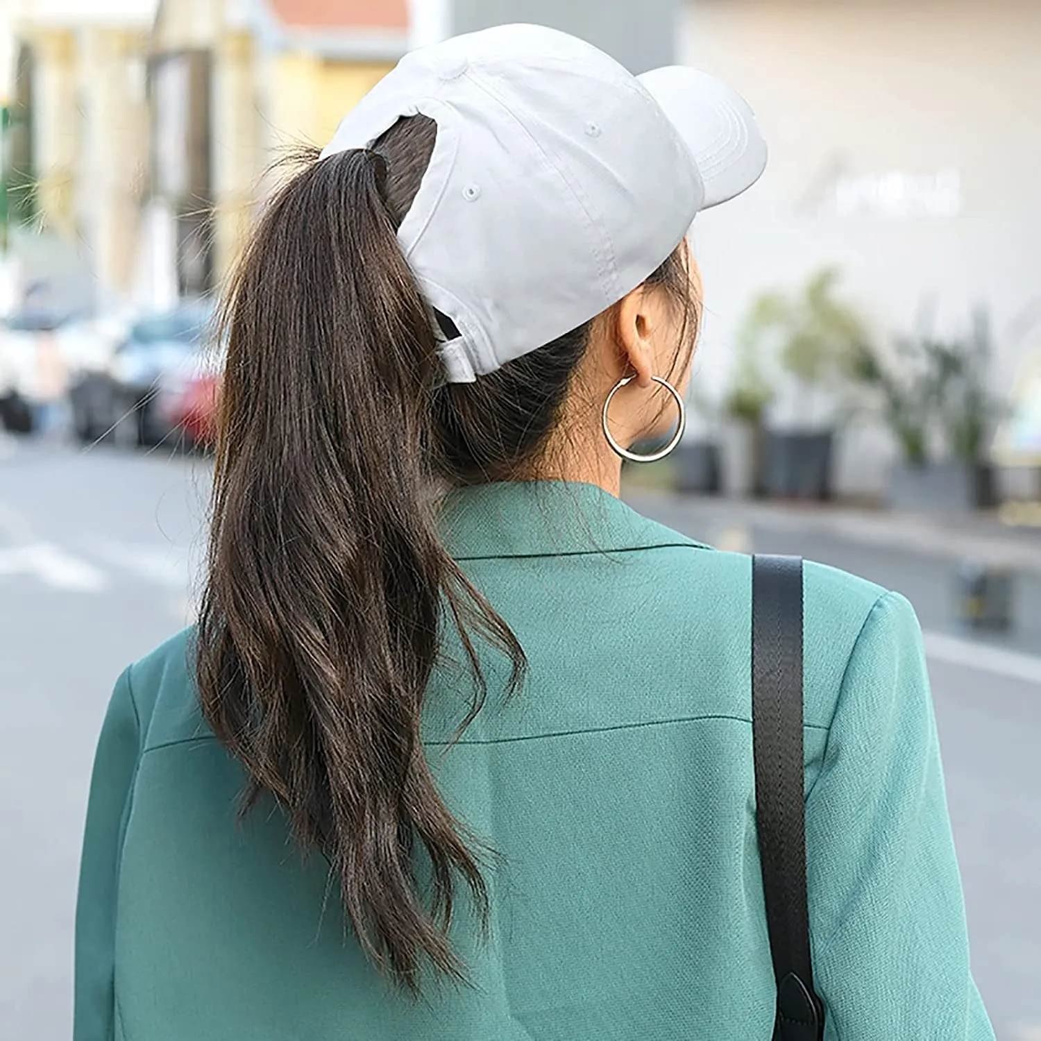 Women Distressed High Bun Ponycaps Baseball-Cap