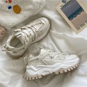 Women Sneakers Fashion Mesh Chunky Girls Casual  Spring Reflective Comfortable Thick Sole White Dad Flats Platform Shoes