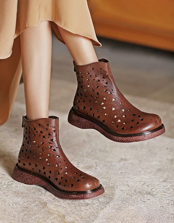 Women's Handmade Cut-out Summer Short Boots