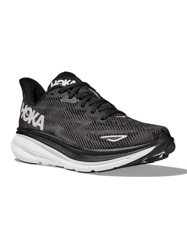 WOMEN'S HOKA CLIFTON 9 | BLACK / WHITE