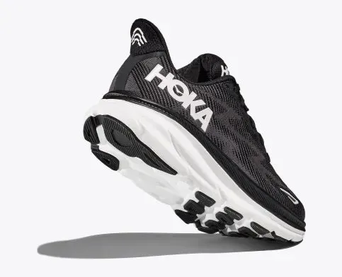 WOMEN'S HOKA CLIFTON 9 | BLACK / WHITE