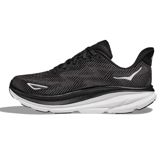 WOMEN'S HOKA CLIFTON 9 | BLACK / WHITE