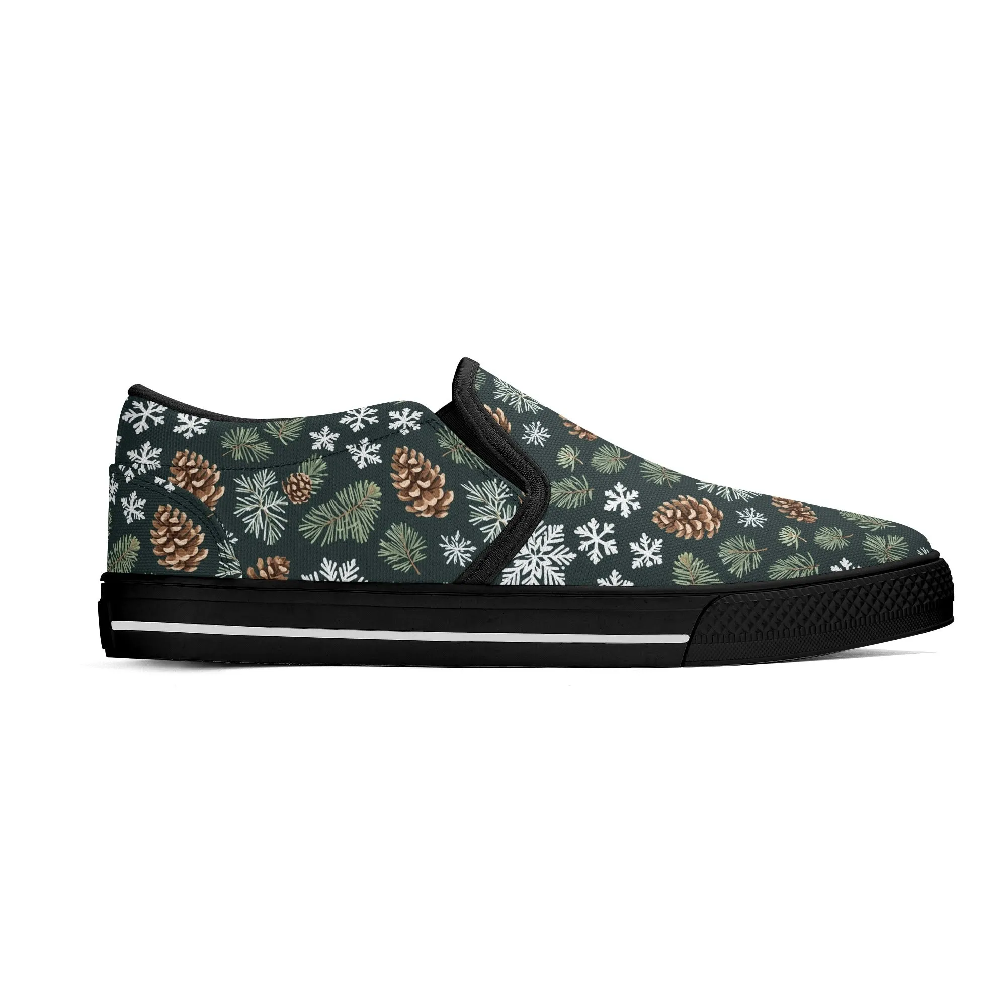 Womens Snowflake Pine Rubber Slip On Shoes