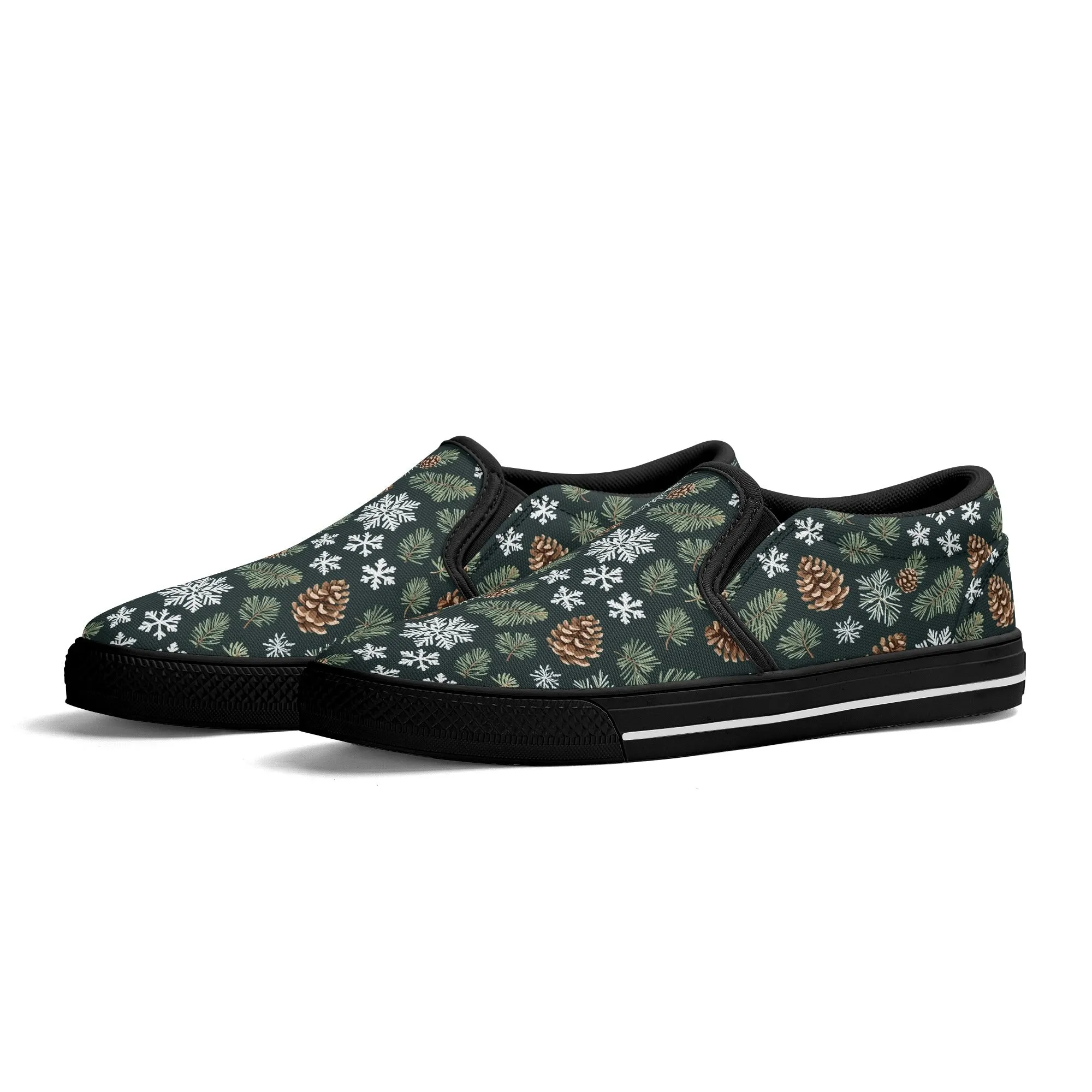 Womens Snowflake Pine Rubber Slip On Shoes