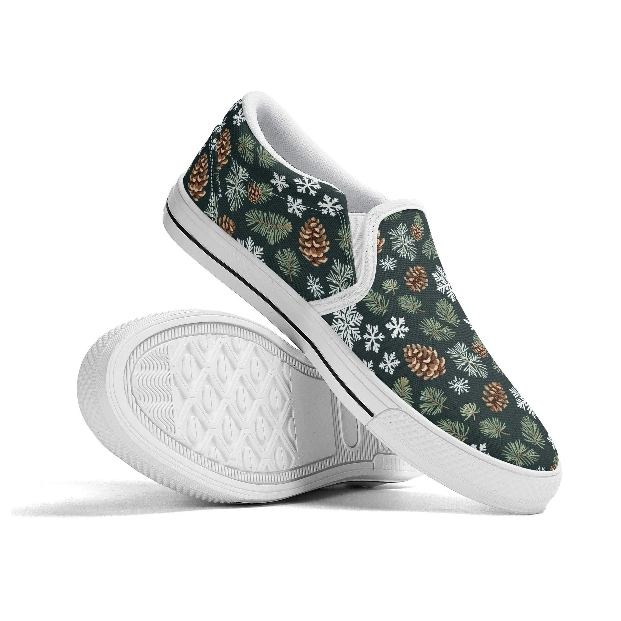 Womens Snowflake Pine Rubber Slip On Shoes